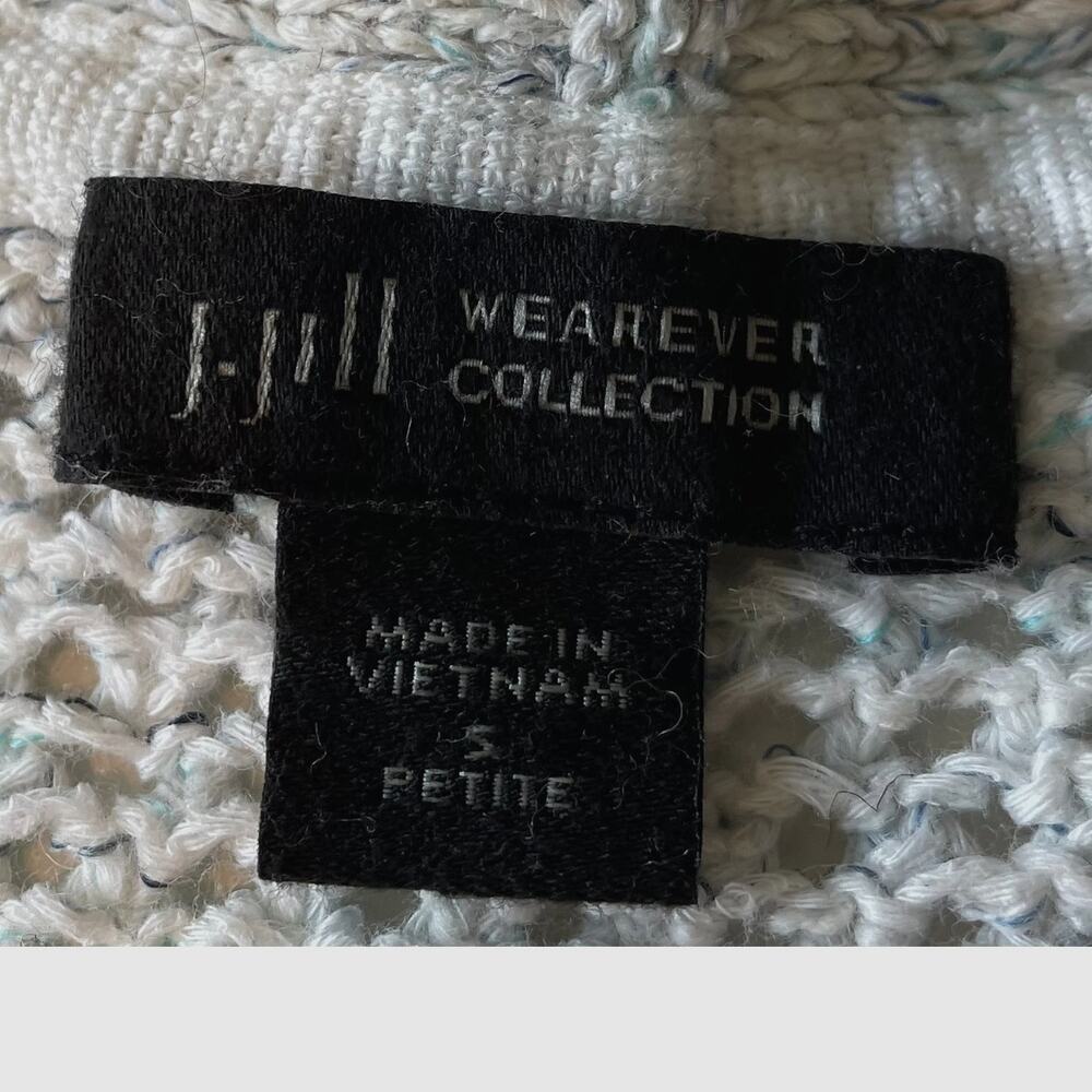 J. Jill Wearever Open Front Cardigan Knit Sweater Sz SP Open Weave 3/4 Sleeves - Picture 3 of 9